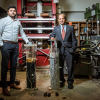 Professor Cumaraswamy Vipulanandan and his doctoral student Sai Anudeep Reddy Maddi in their UH Cullen College lab where they work on their smart cement and related research.