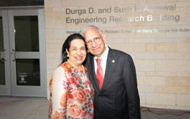 The University of Houston recently celebrated the dedication of the newly named Durga D. And Sushila Agrawal Engineering Research Building.