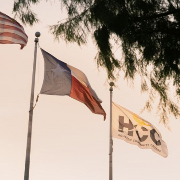 Texas and Houston Community College flags